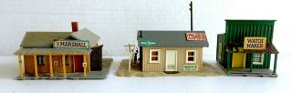3 Vintage Ho Scale Train Model Buildings - Watch Maker - Marshall 