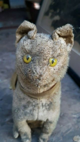 Vintage Antique Steiff Mohair Small Cat 6 1/2 " Tall Rare Early Pre War