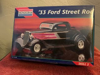 1933 ’33 Ford Street Rod Monogram 1:24 Scale Model Kit 2480 Box (j)