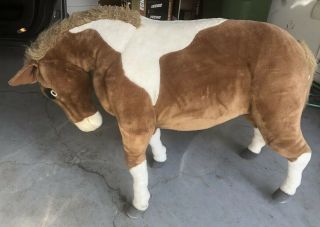 Rare 2004 Hansa Life Size Brown Pony Horse Plush Stuffed Animal 5 Feet Long