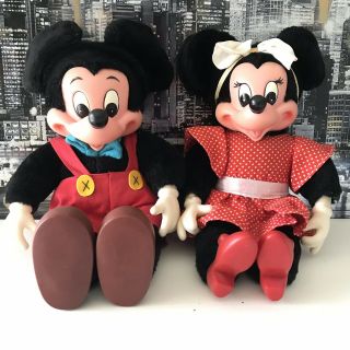 Vintage Walt Disney Mickey Mouse & Minnie Mouse Plush No.  8407 & 8408 Rare