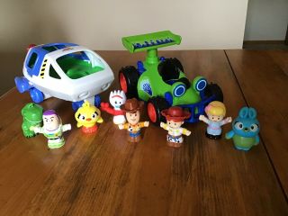 Fisher Price Little People Toy Story Buzz Lightyear Spaceship/woodys Car Figures