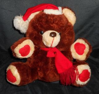 12 " Vintage Personality Plush Musical Christmas Teddy Bear Stuffed Animal Toy