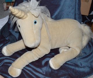 Vintage Fao Schwartz Oversized Unicorn Plush Stuffed Animal Cream