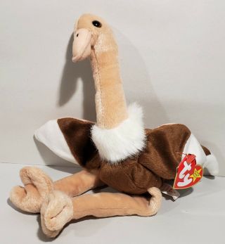 Ty Beanie Baby,  Stretch The Ostrich,  Rare Retired 1997 Bird