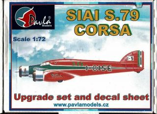 1/72 Pavla U72 - 58; Siai - Marchetti S.  79c/t " Corsa " Upgrade & Decals
