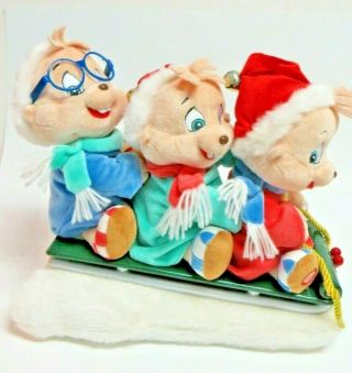 Alvin And The Chipmunks Gemmy Sledding Animated Singing Christmas Plush 2006
