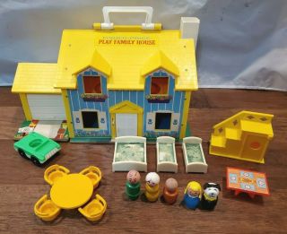 1969 Vintage Fisher Price Little People 952 Play Family House W/ Accessories