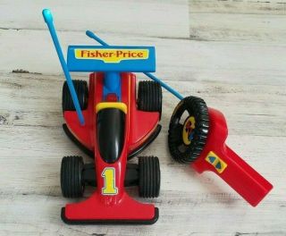 Vintage Fisher Price Radio Control Racer Remote Control Race Car Red 1992