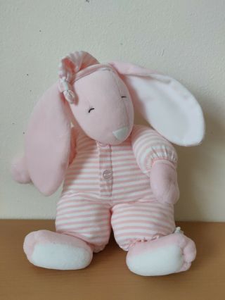 North American Bear Sleepyhead Bunny Plush Toy Pink Striped Pjs 14” Sleepy Lovey