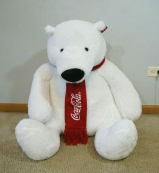2017 Coca Cola Polar Bear Large Huge Plush Stuffed Animal Giant 30 " Inch