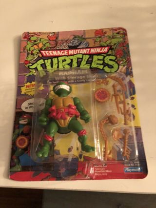 1991 Playmates Tmnt Raphael With Storage Shell In Bubble Package