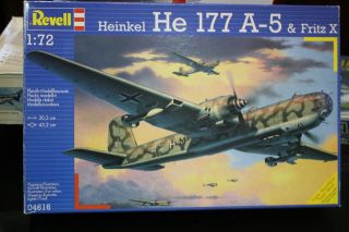 1/72 Revell Heinkel He 177 A - 5 & Fritz X German Wwii Bomber Detail Model