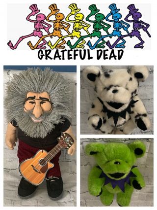 Grateful Dead Bears Jointed 12 " Plush Stuffed Animals & Jerry Garcia Doll