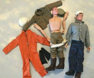 Vintage 1964 G.  I.  Joe Dolls Figures (2) Usn Navy & Us Army W