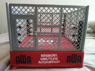 Remco Awa Steel Cage Wrestling Ring With Pad Lock & Both Controllers Very Rare