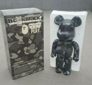 2009 Be@rbrick Bape Sta Camo Black 400 Rare Medicom Toys Bearbrick