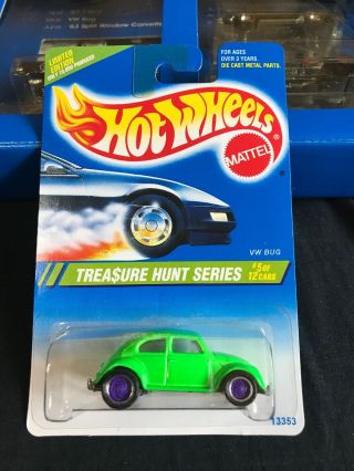 Rare 1995 Hot Wheels Treasure Hunt Series 5/12 Vw Bug Green In Package