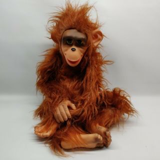 Vintage Rubber Face Hand Feet Monkey 20 " Stuffed Plush Doll Chimp Ape 50s 60s