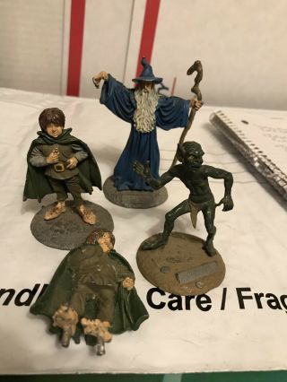 4 Vintage Pewter Mini Figures Lord Of The Rings,  Gandalf,  Gollum,  Elan Merch Inc