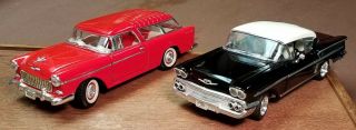 Chevy Impala Hardtop.  1958.  Saico Chevy Nomad.  1955.  " S ".  Both 1/24 Scale.  Pair.