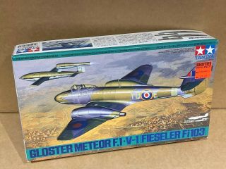 Tamiya 1/48 Gloster Meteor F.  1 & V - 1 Flying Bomb,  Contents.
