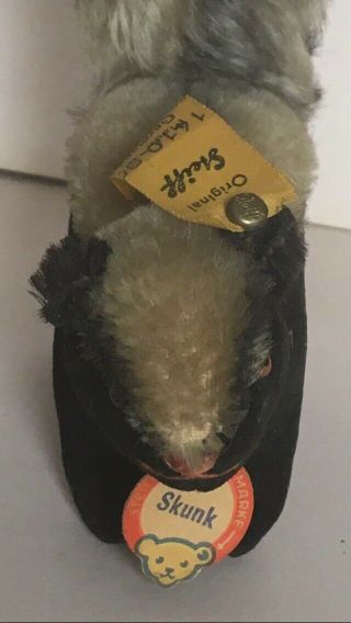 Vintage Steiff Miniature Skunk “ Skunky” W/ All ID’s 3