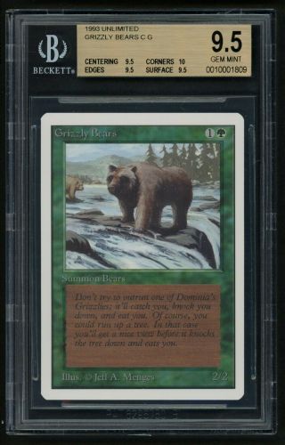 1x Bgs 9.  5 Unlimited Grizzly Bears Mtg Unlimited - Kid Icarus -