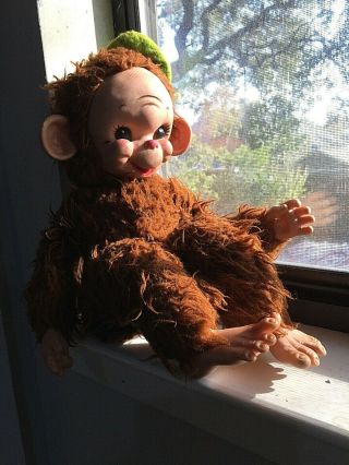 The Rushton Company Chico Brown Rubber Face Monkey Plush Doll Vintage