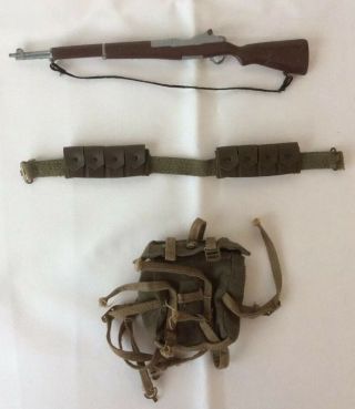 Vintage 1964 Gi Joe Action Soldier Marine M1 Rifle Cartridge Belt Early Backpack