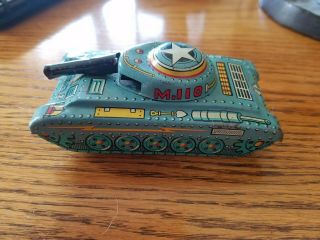 Awesome Antique Tin Friction Toy Sparking M - 25 Army Tank 4 " Tm Japan 1950