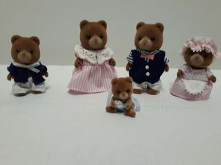 Calico Critters Sylvanian Families Retired Htf Marmalade Bear Family Of 5 W Baby