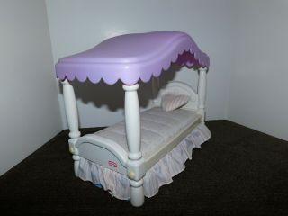 Little Tikes My Size Barbie Furniture Canopy Bed Bedspread Pillows Dust Ruffle