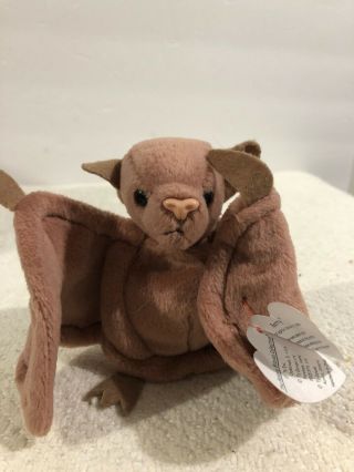 Authentic Ty Beanie Baby Batty The Bat Brown Version 1996 Vintage W/tag