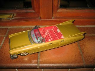 Vintage Bandai Japan Tinplate Friction 59 Cadillac Convertible Tin Toy Car