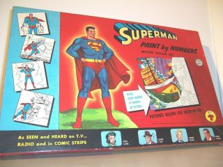 1954 Transogram Superman Paint - By - Numbers Set - Scarce