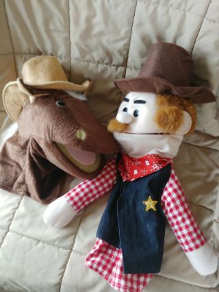 Sheriff And Horse Plush Hand Puppet Set Cowboy
