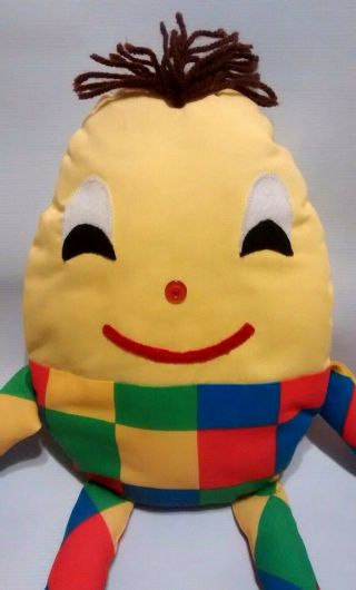 Vintage Humpty Dumpty Stuffed Plush Doll Yellow Face Primary Colors Body 22 