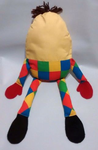 Vintage Humpty Dumpty Stuffed Plush Doll Yellow Face Primary Colors Body 22 