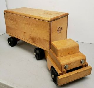 Vintage Wooden 26 " Long Truck & Trailer Community Playthings Rifton Ny 1950s 60s