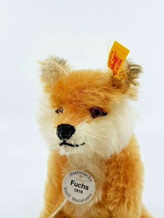 Steiff Sitting Miniature Historical Fox " Fuchs " 1916 033322 With All Tags