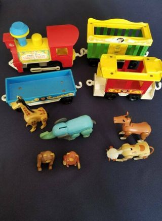 Vintage Fisher - Price Circus Train Playset With Animals