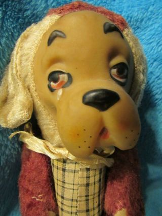 Vintage Rubber Face Plush Squeak Dog Toy 11 " Cry Teddy Bear Rushton Gund Japan