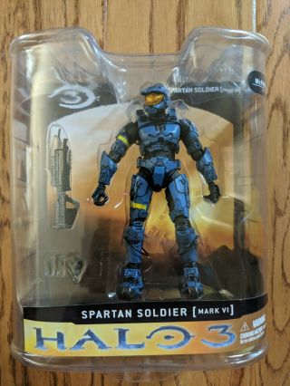 Mcfarlane Halo 3 Series 1 Spartan Soldier Mark Vi Blue Action Figure 2008
