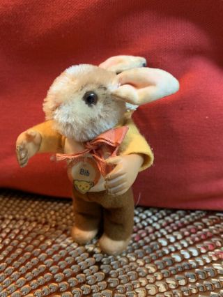 Rare Vintage Steiff Rabbit “bib” Easter Bunny With Paper Tag