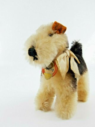Steiff Terry Airdale Terrier Dog Toy Chesttag Vintage Antique Miniature 3.  9 "