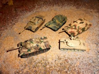 5 Military Tanks 1:144 Patton M551 King Tiger Dragon Cando Pocket Army Abrams