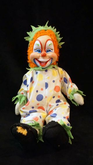 Vintage Rushton Rubber Face Clown Doll Stuffed Hard To Find Vintage Circus