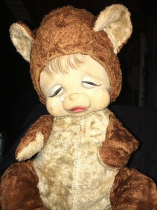 Rushton Rubber Face Vintage Sad Crying Pouting 15” Plush Teddy Bear,  Rare 3