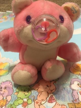 Nosy Bear Playskool Plush Vintage Heartfelt Pink Hearts Rare Htf
